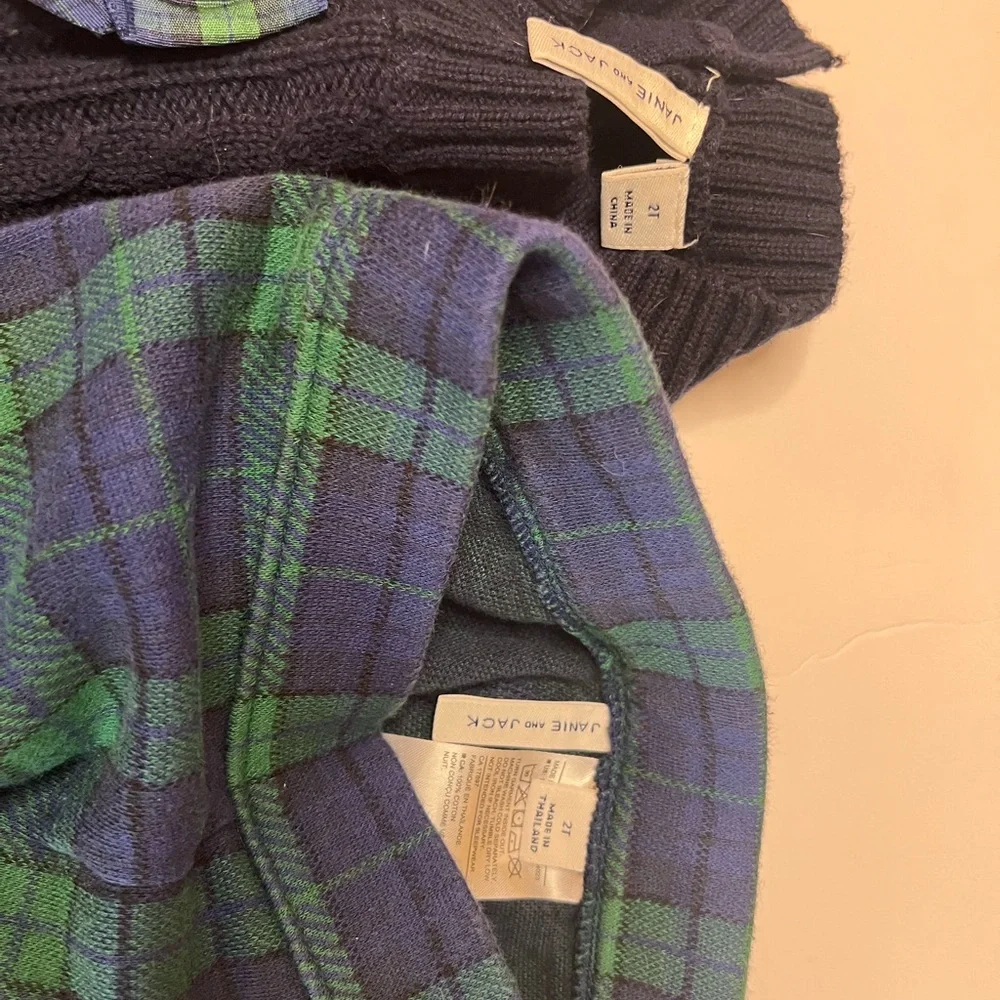 Janie And Jack Sweater‎ And Pant Set Navy And Green 2t